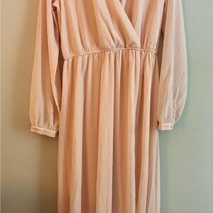 Lulu's Soft Pink V-Neck Dress